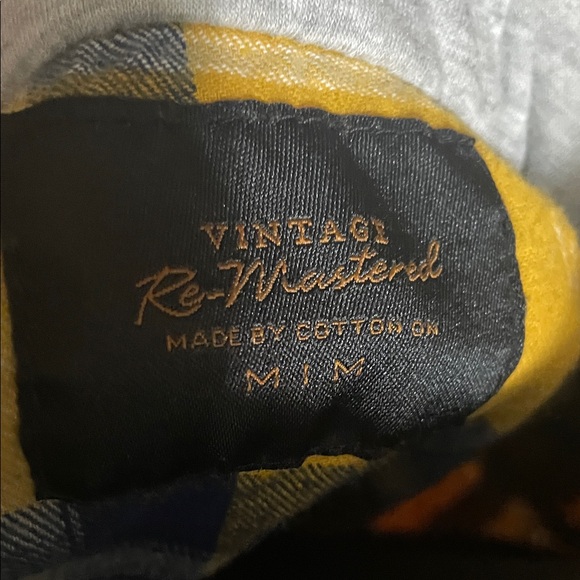 Cotton On Mustard and Navy Plaid Hooded Shirt Jacket - Picture 2 of 5